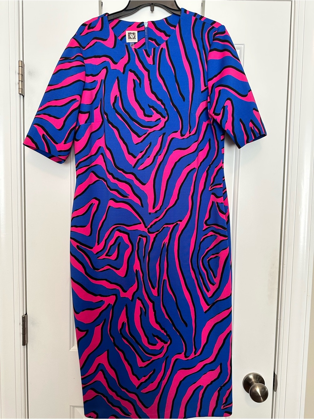 Anne Klein Blue & Hot Pink Zebra-Print Midi Dress